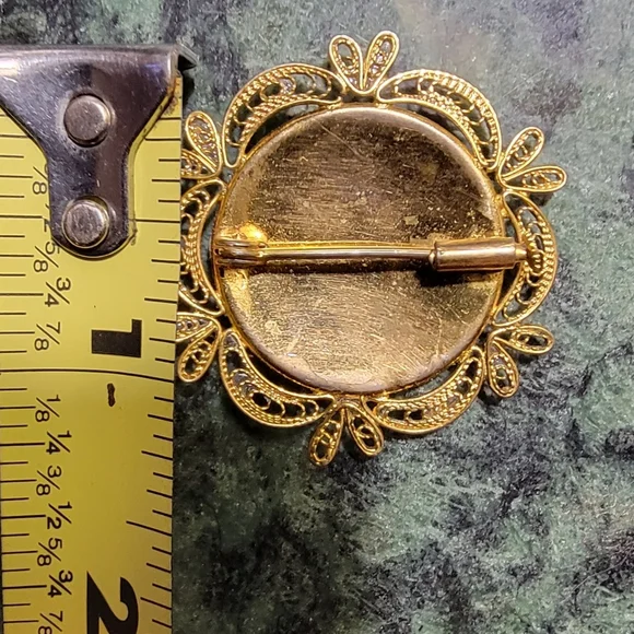 Vintage Damascene floral/bird brooch. - Picture 3 of 4